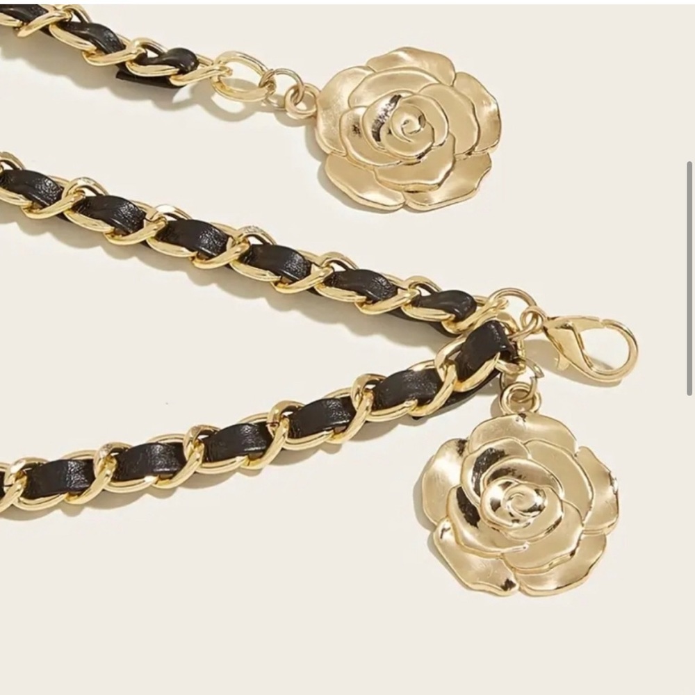 Sold Belt Gold Chain Cameilla Flower - Picture 7 of 8